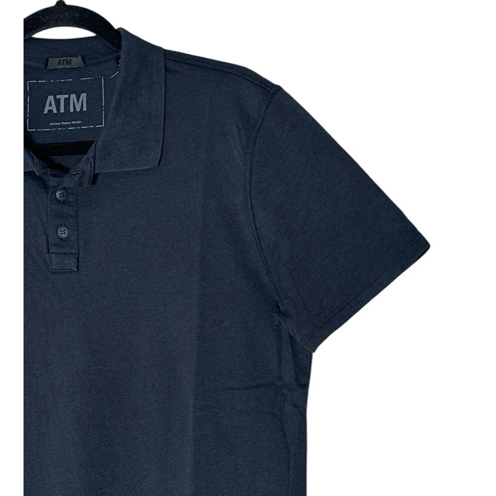 ATM Anthony Thomas Melillo POLO SHIRT Mens‎ small Navy Classic Short Sleeve NWOT